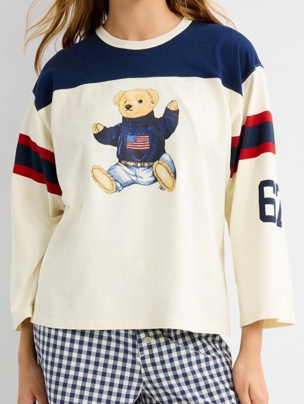 Polo Ralph Lauren Bear Crew Neck T-Shirt Crew Neck Long Sleeves Size S